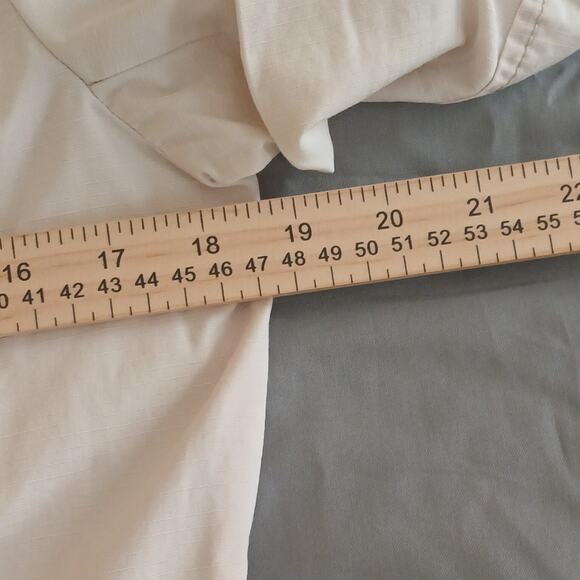 Eddie Bauer Women’s M Beige Safari Field Jacket Travex Patchwork Elbow Utility - Picture 13 of 14